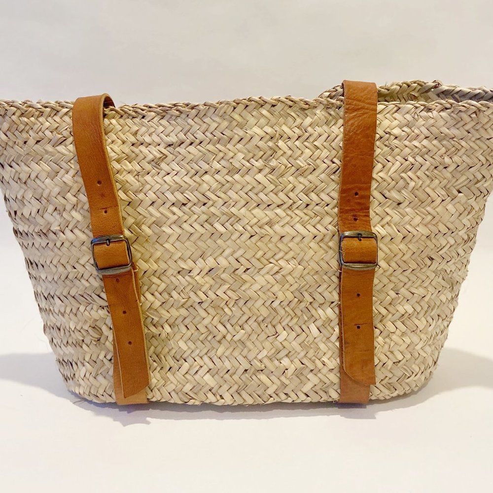COPY - Market Palm Leaf Backpack W/ Leather Straps